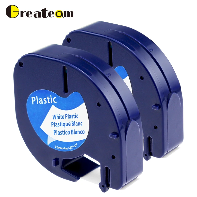 Greateam 2 шт 91201 совместимый с dymo LetraTag 91221 91331 59422 самоклеющиеся черные на белом 12 мм x 4