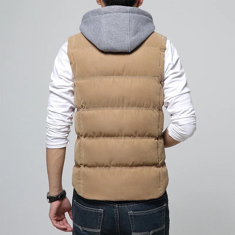 Мужской повседневный жилет с капюшоном приталенный Байкерский со съемным теплым