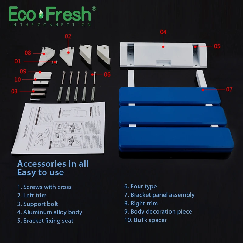 Настенное сиденье для душа Ecofresh Складное Сиденье и ванной стул пляжа