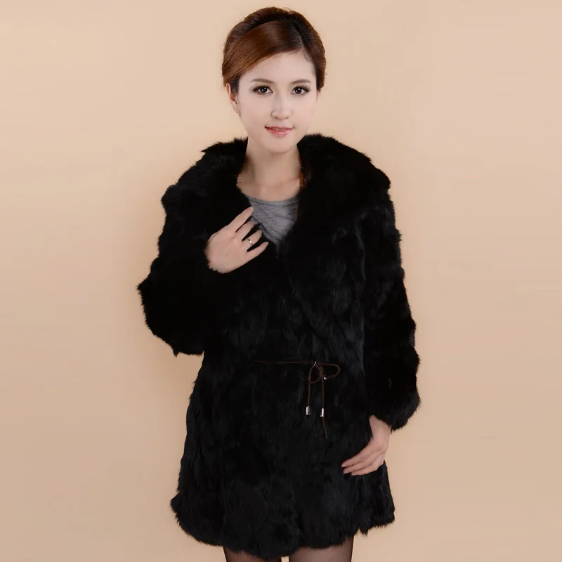 

2019 New arrival fashion fur coats women long rex rabbit fur winter coat outerwear with hooded