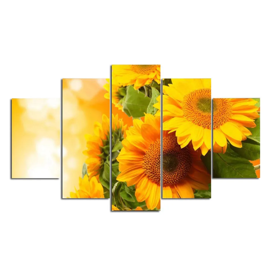 5 панелей Современная картина маслом в современном стиле с принтом подсолнуха