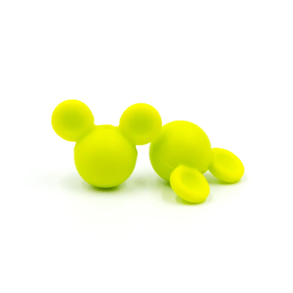Chartreuse 10 шт. Микки силиконовые бусины, Прорезыватель игрушки Жевательные бусы BPA бесплатно DIY Perle силиконовые Товары для малышей - Цвет: Chartreuse
