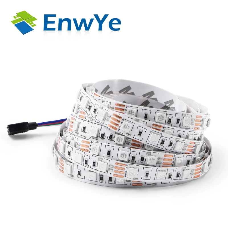 EnwYe 5 м 300 светодиодов водонепроницаемый RGB светодиодный светильник 5050 12 В постоянного тока 60 светодиодов/м Fiexble светильник Светодиодная лента лампа для украшения дома