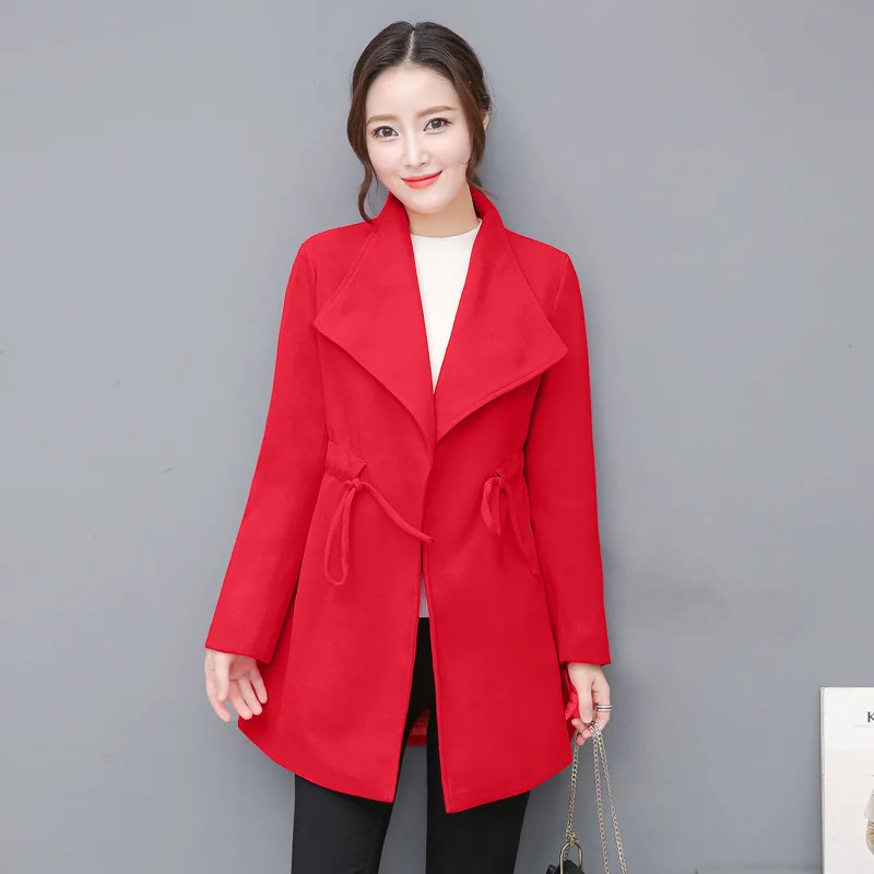 Vintage Womens Coats 2018 Winter Casual Wool Blend Coat and Jacket Adjustable Waist Ladies | Женская одежда