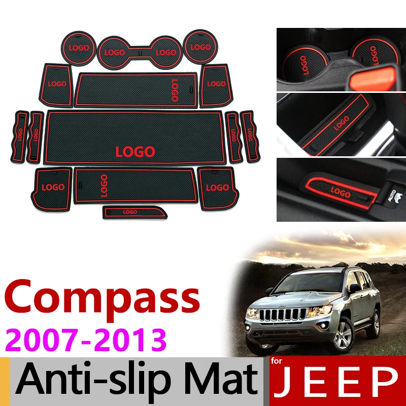 Противоскользящие резиновые коврики для ворот слот чашки коврик JEEP Compass 2007 2013 MK1