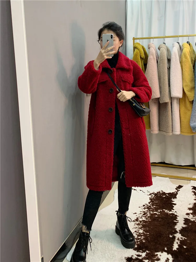 OFTBUY зимняя женская куртка из натурального меха, пальто для стрижки овец, женское длинное пальто из овечьей шерсти, шерстяная верхняя одежда, уличная одежда