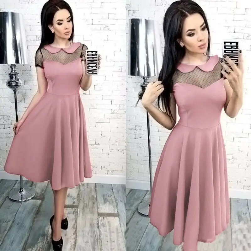 Женское кружевное платье с коротким рукавом в стиле пэчворк Вечернее Бальное