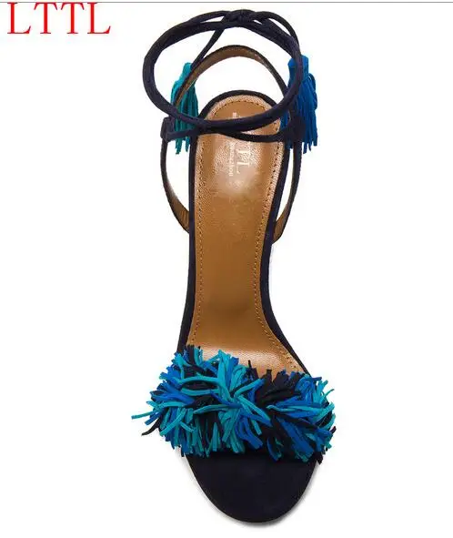 Кисточки ручной работы женские босоножки Летние сандалии-гладиаторы из