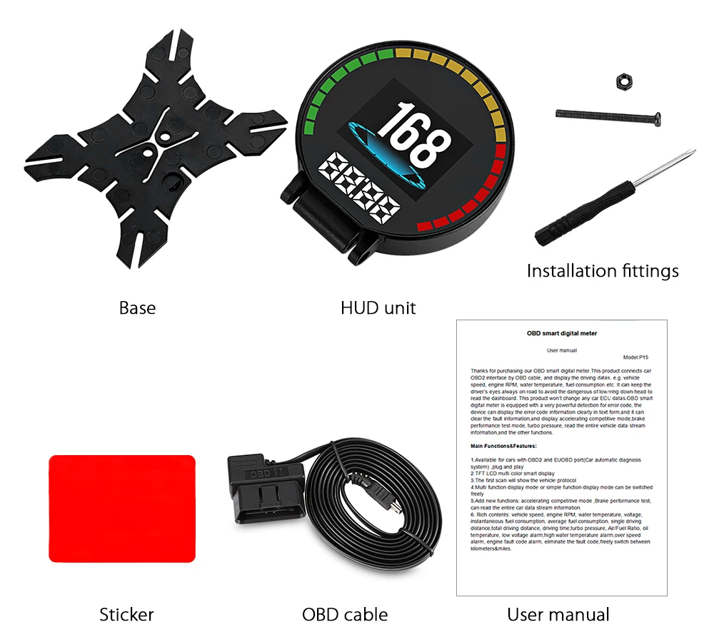 P15 Портативный автомобилей Head Up Дисплей OBD2 2 84 дюймов HUD Smart Digital автомобиля OBD