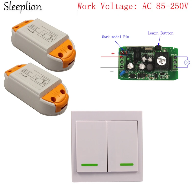 Sleeplion 110 В 220 85 250 2 ключ стены Панель Управление Беспроводной огни переключения