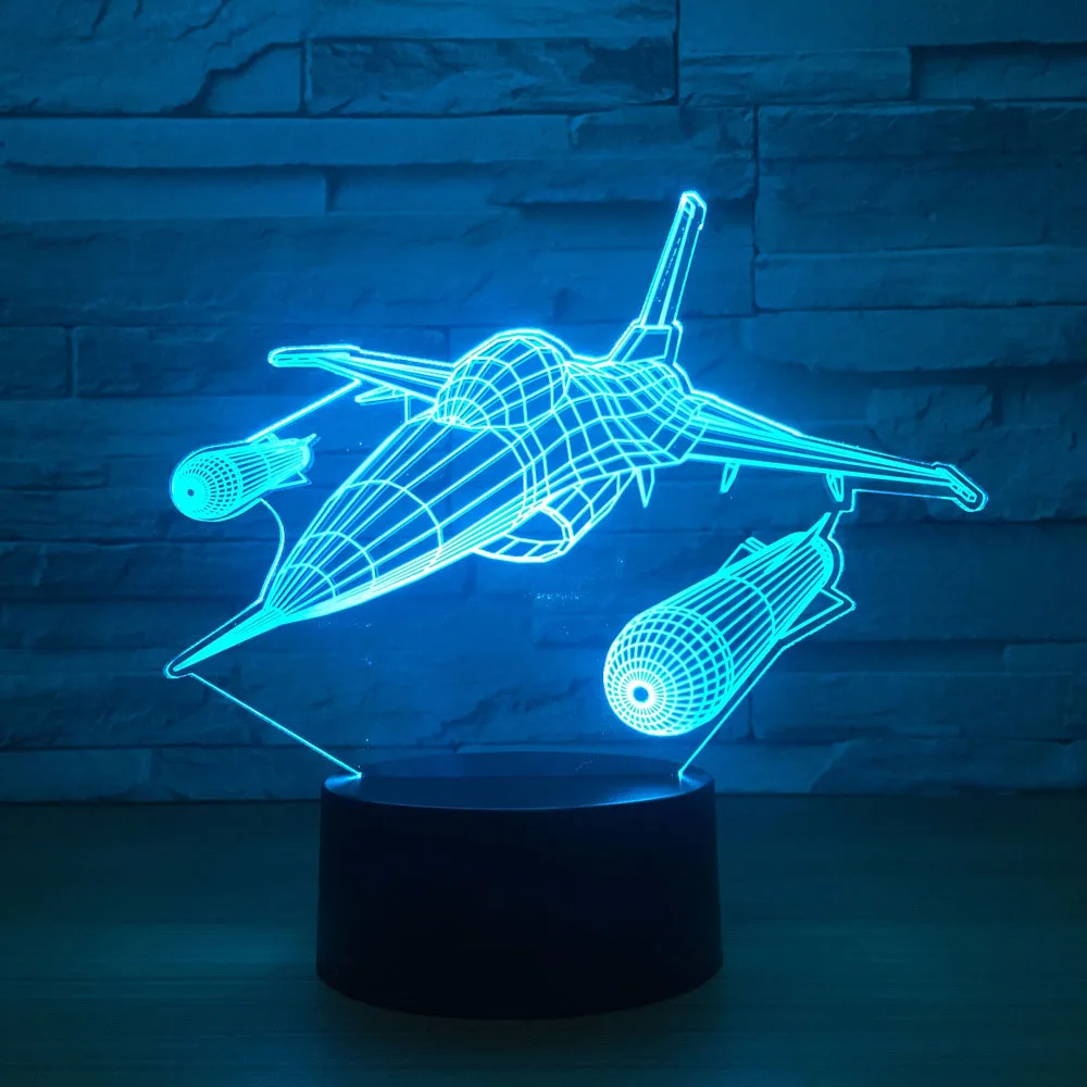 

War Plane Fly Airplane Airbus 3D Optical Illusion Mood Light 7 Colors Change Luminaria Lava Lamp Kids Night Light Novelty Gifts