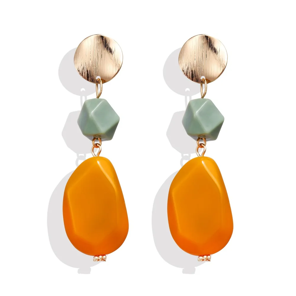 2021 Новый Boho нерегулярные смолы акриловые серьги индивидуальные клипсы для