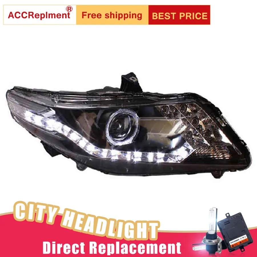 

2Pcs LED Headlights For Honda City 2010-2013 led car lights Angel eyes xenon HID KIT Fog lights LED Daytime Running Lights