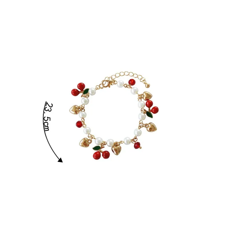 

Cherry love pearl fashion temperament girl heart bracelet jewelry female students joker Fashion ladies bangle bracelet