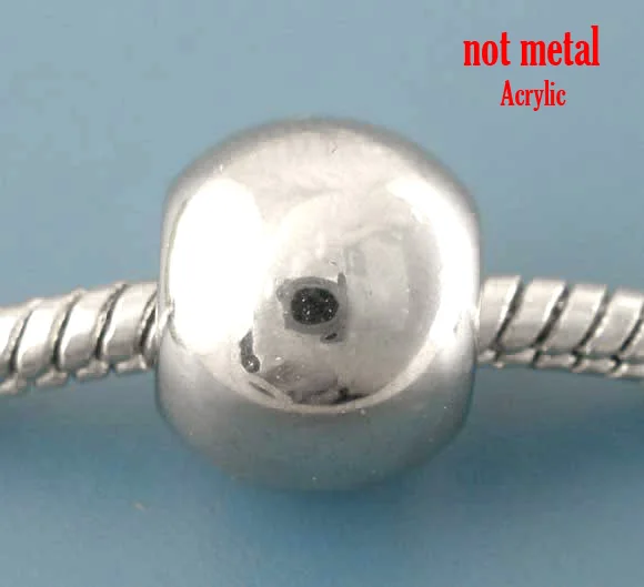 DoreenBeads 80 шт. гладкие акриловые бусины серебристого цвета подходят для