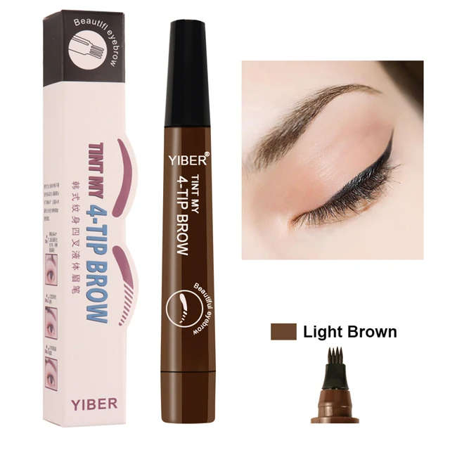 01 Light brown 5 цветов, водостойкий микроблейдинг, жидкий карандаш для бровей, долговечный, вилка, кончик татуировки, оттенок, ручка, краска для бровей, маркер для бровей - Цвет: 01 Light brown
