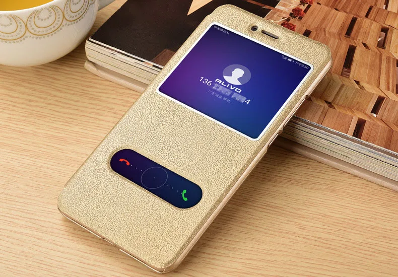 gold Nova Lite 2017 Для huawei Nova Lite чехол 5,0 дюймов роскошный откидной Чехол с окошком для просмотра для huawei Nova Lite SLA-L22 чехол ответ чехол s - Цвет: gold Nova Lite 2017