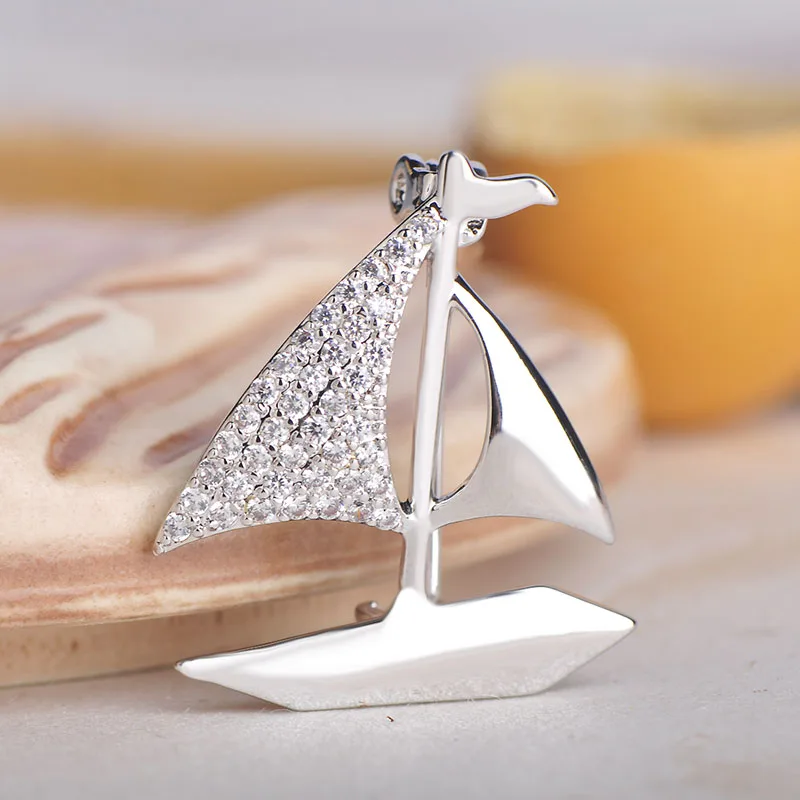 Женская Брошь Blucome брошь в виде парусника с медными цирконами форма золотые