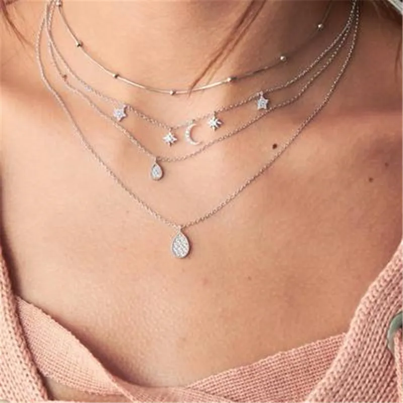 Baloki Boho ювелирный многослойный Moon чокер со звездой Цепочки и ожерелья s для Для