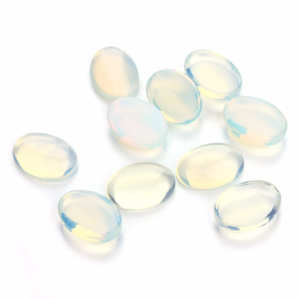 LOULEUR 10pcs/lot 10*14/13*18/18*25mm Natural Stone Cabochon Beads White Opal Oval Created For Jewelry Making | Украшения и