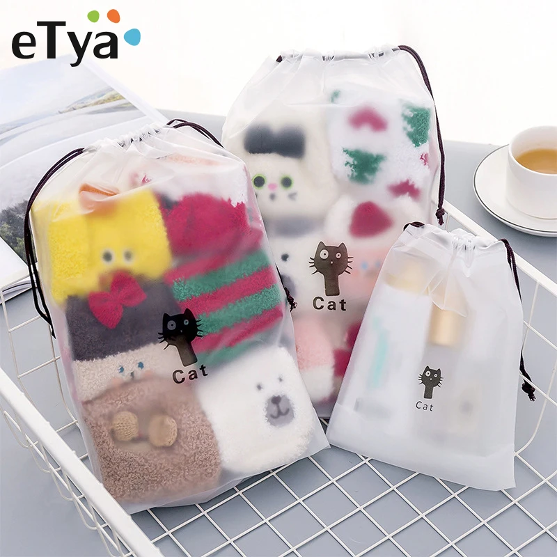 

ETya мультяшная прозрачная косметичка, дорожная сумка на шнурке для макияжа, Женский органайзер для макияжа, Сумка Для Хранения Туалетных При...