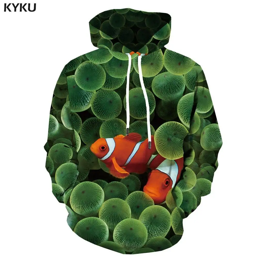 3d hoodies 11 KYKU толстовка с аппликацией рыбы мужская толстовка с животным принтом тропический океан 3d толстовки с принтом Fishinger аниме хип-хоп Мужская одежда с рукавом и капюшоном - Цвет: 3d hoodies 11