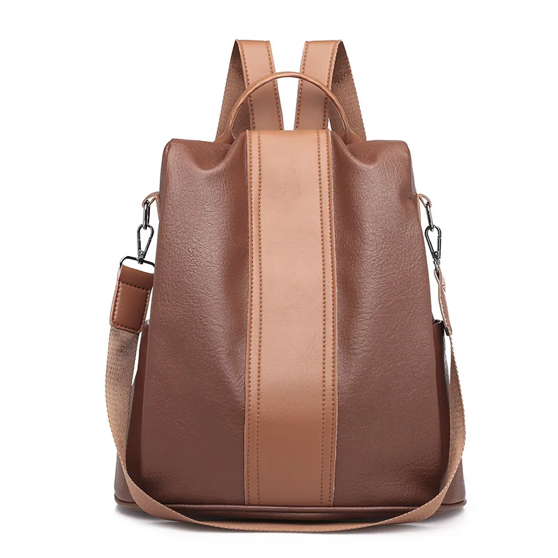 

Fashion 2019 Simple Women Anti Theft Travel Backpack Women Solid Zipper Bag Black Brown Grey Leather Back Pack Bags For Women PU