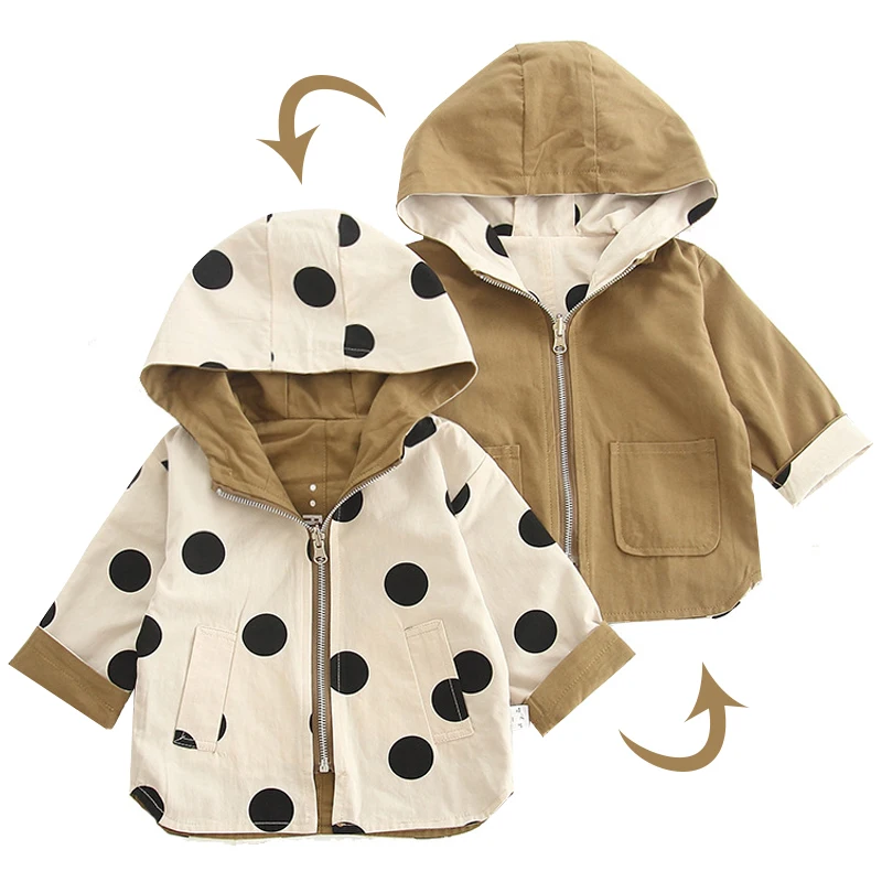 

Baby Girls Jacket Double-faced Letter Print Windbreaker Jacket 2019 Spring Autumn Boys Hoodie Outerwear Christmas Birthday Gift
