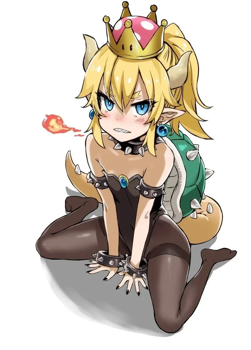 Боузетт Kuppa Koopa Hime Принцесса Косплей Женщины корона серьги рога шиньон головной убор Хэллоуин костюм реквизит Ручная работа