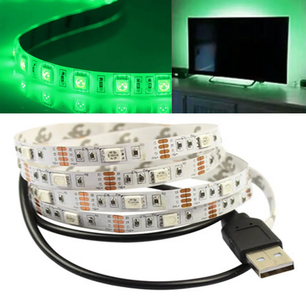 50 см/1 м Светодиодные ленты света DC 5 V смещения лампа Flexble SMD5050 USB Мощность HD ТВ