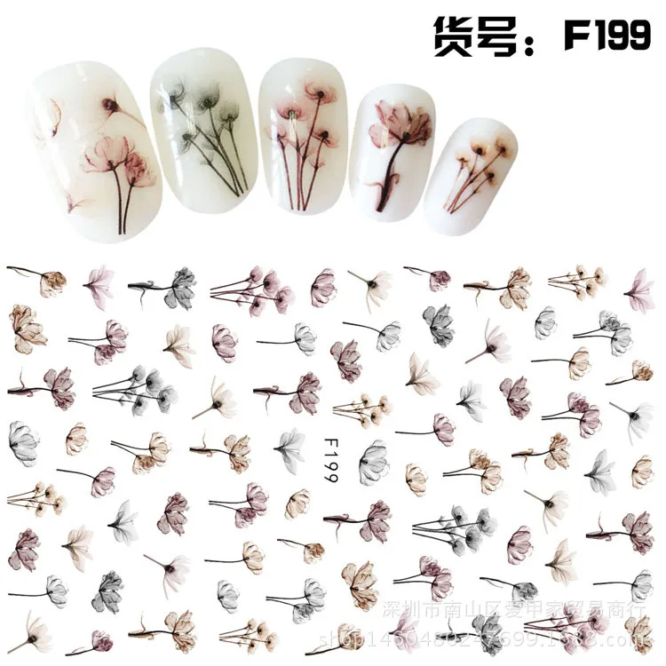 1 шт. стикеры 3D на ногти Nail Art Наклейки многоцветные цветы украшения ногтей новые