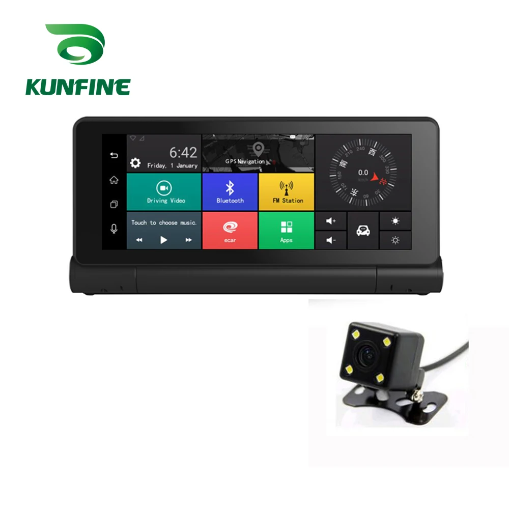 Видеорегистратор-зеркало KUNFINE 10 дюймов Android GPS Navi Автомобильный видеорегистратор