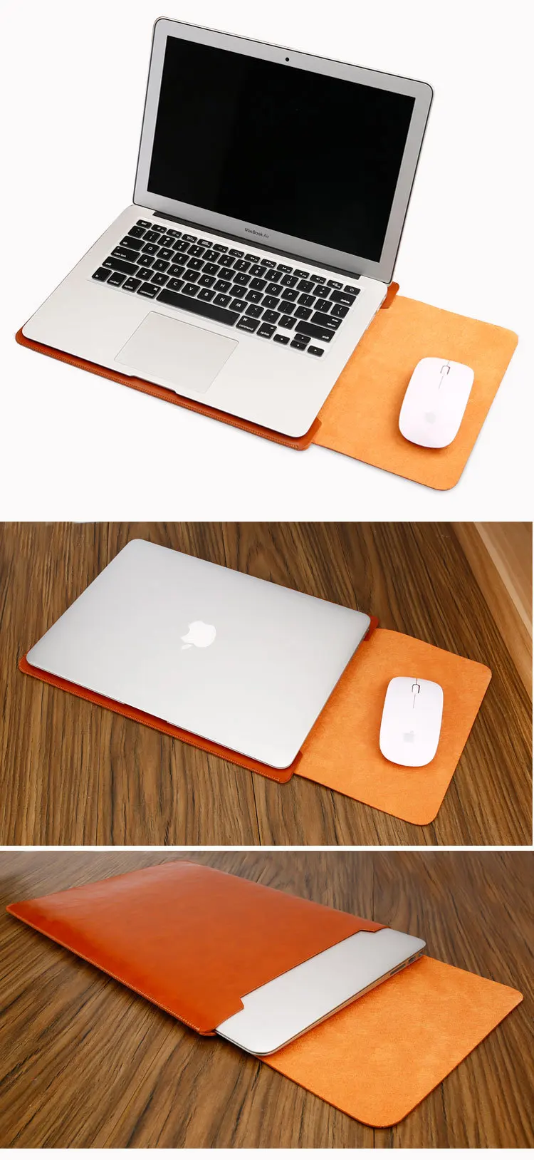 Мягкая сумка для ноутбука с мышкой, чехол для Xiaomi MacBook Air 11,6 12 13, чехол retina Pro 13,3 15 15,6, модная кожаная сумка для ноутбука