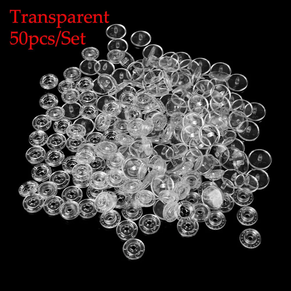 transparent 45 комплектов(180 шт.) Пластик защелки, крепления Пресс шпильки Размеры прозрачный смолы кнопки T5 колпачки аксессуары для одежды - Цвет: transparent