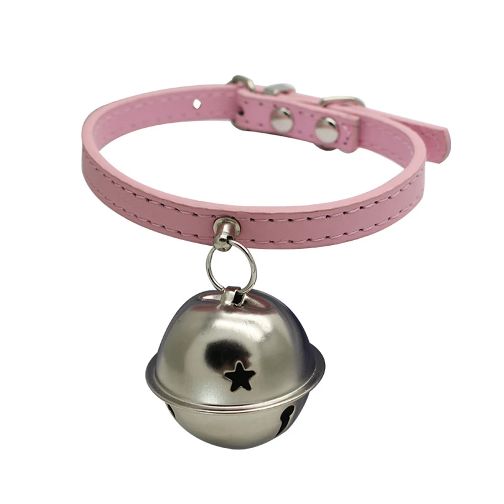TINGHAO New selling Dog Collar Pet Cat Adjustable Faux Leather with Bell Puppy Necklace Gift | Дом и сад