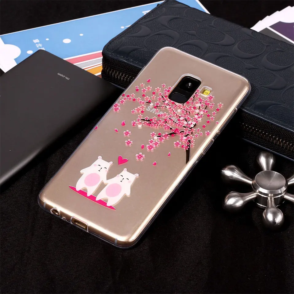 Cherry blossoms Back Cover For Samsung A8 A6 2018 TPU Phone case A3 A5 2017 plus Funda couqe |