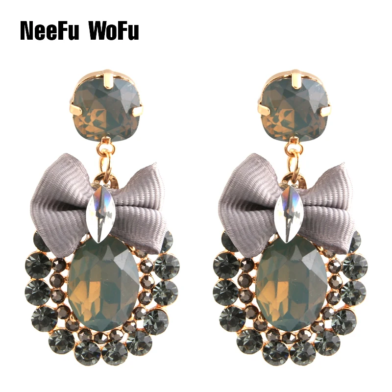 Большие серьги-подвески NeeFu WoFu Стразы висячие серьги из цинкового сплава большие