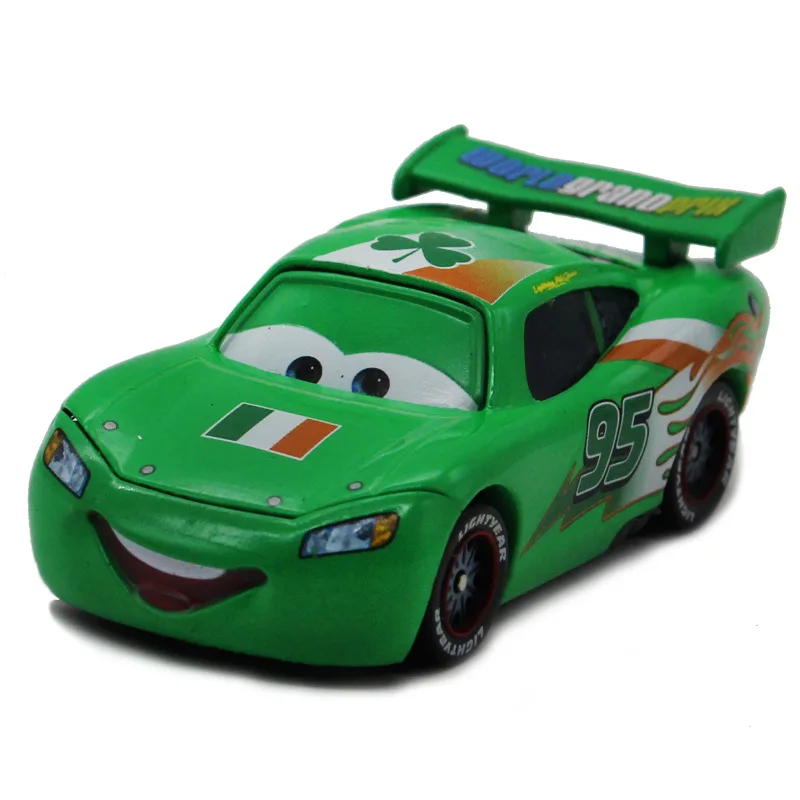 Машинки Disney Pixar Тачки 2 № 95 Молния Маккуин ирландский узор металлическая литая