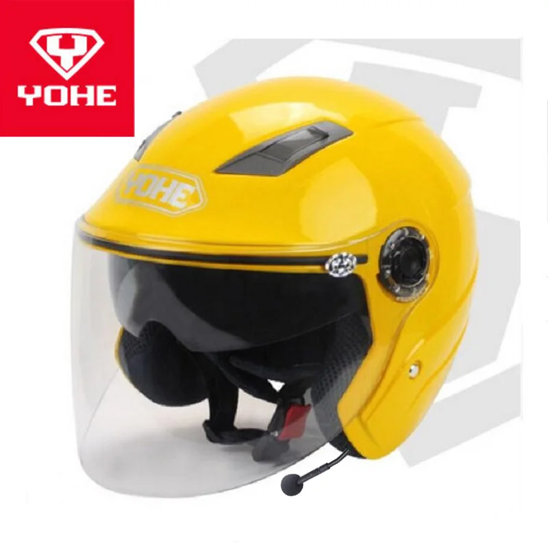 Летние мотоциклетные шлемы YOHE с двойными линзами полузакрывающие Bluetooth из