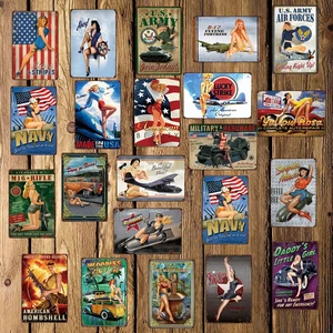 Mike86 армейский жестяной знак в морском стиле, винтажная роспись, железный плакат Заколка 