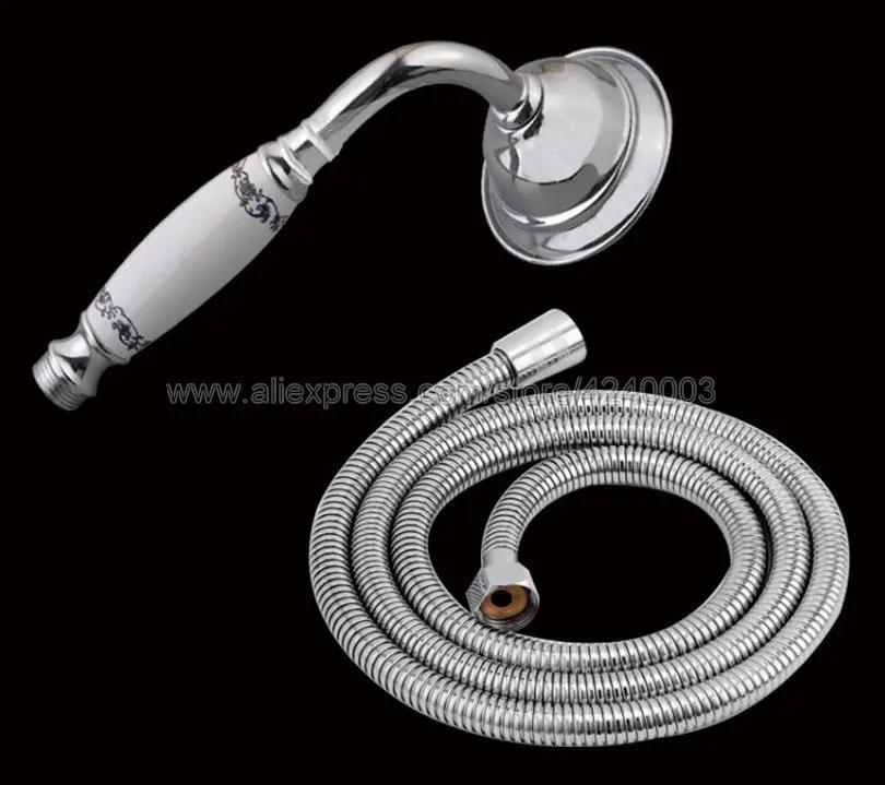 

Полированная хромированная насадка для душа для ванной комнаты, водосберегающая фиксированная насадка для душа, ручной душ и шланг для душ...