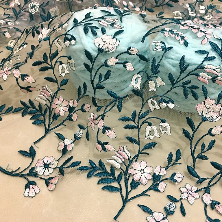 Ширина 130 см 3D вышитые сетки кружевной ткани DIY Костюмы платье аксессуары цветок