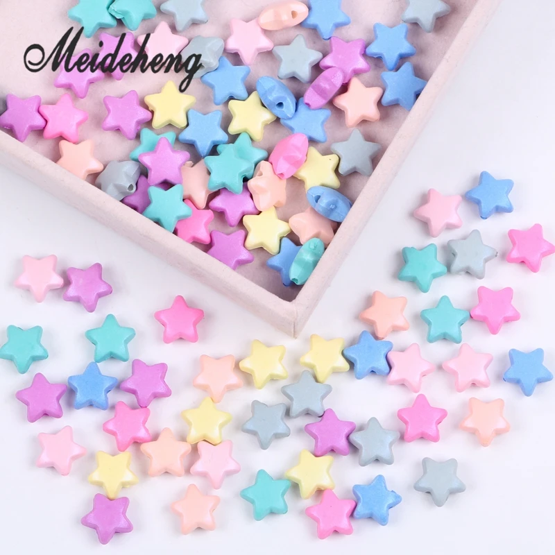 

12mm Acrylic Flat beads Spray Paint Star shaped accessories for Needlework Bracelet Gift for Friends Baby' Toy 100PCS Hot Sale