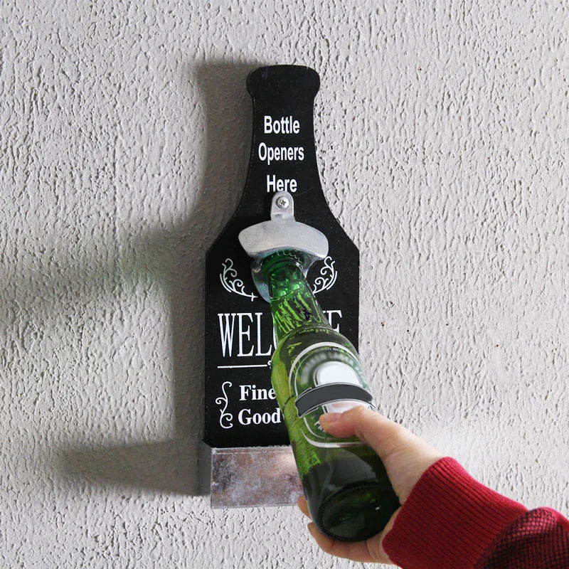 New Beer Bottle Opener Wood Wall Mounted Vintage Home Bar Restaurant Decoration XOA88 | Openers