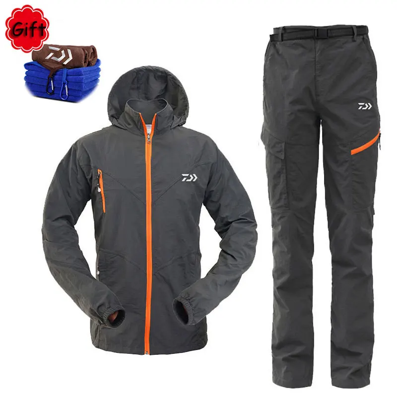 New Daiwa Men Fishing Clothes Coat Pants Summer Outdoors Sports Man Uv Light Ultrathin Breathable Clothing Set Free Gift | Спорт и