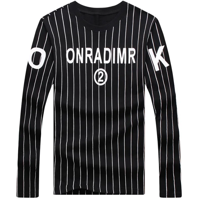 Новый 2016 мода мужчины с длинным рукавом в полоску напечатаны балахон хип-хоп