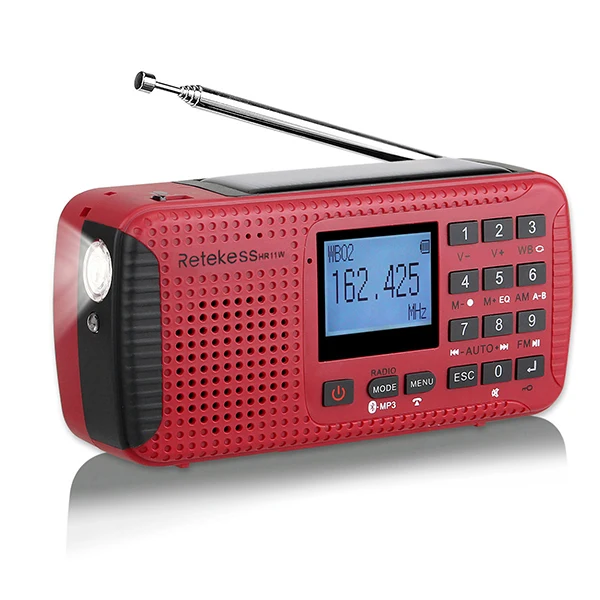 Retekess HR11W FM/AM NOAA погодное аварийное радио Ручной Солнечный радио Bluetooth MP3 плеер цифровой рекордер портативный F9208C