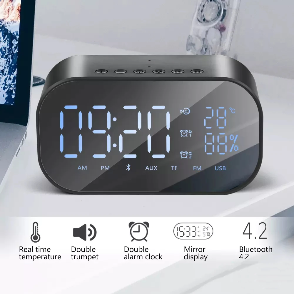 Q9 Bluetooth Динамик светодиодный Будильник с FM радио AUX TF Портативный Беспроводной