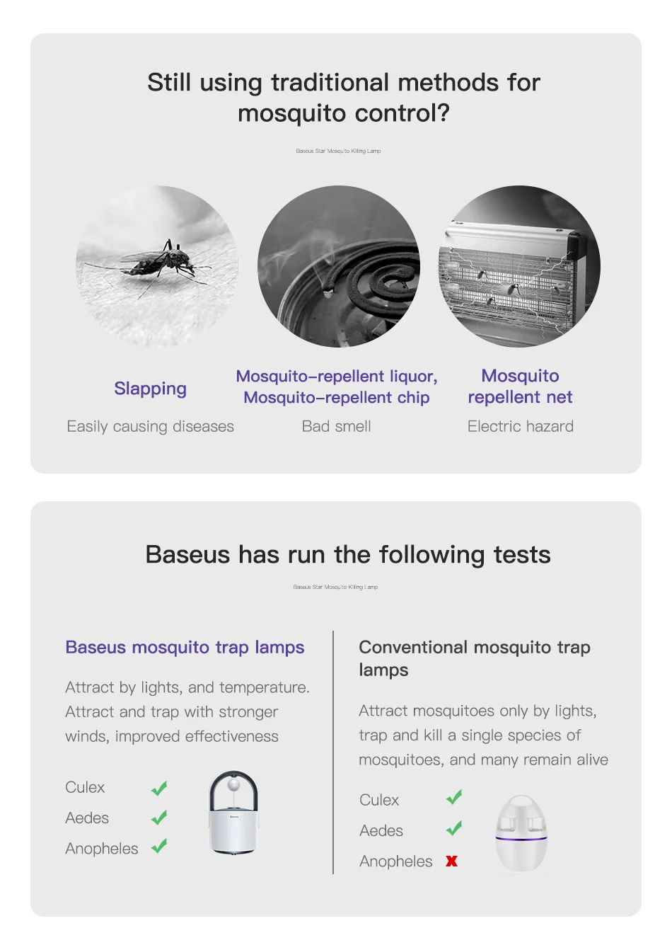Baseus USB фонарь, УФ-светильник, лампа от комаров, светодиодный, электрическая лампа ловушка для насекомых, ошибка, Zapper, лампа для уничтожения, защита от комаров