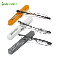 soolala mini folding reading glasses w pen clip case presbyopic glasses golden magnifier eyewear small reading glasses foldable